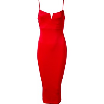 Robe longueur 'Abia' Rouge du genou avec v-cou